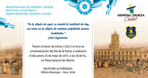 Invitación al acto del 25 de Mayo