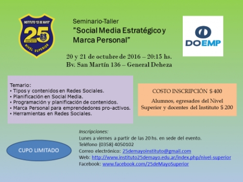 Seminario-Taller “Social Media y Marca Personal para Emprendedores”